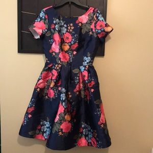 ModCloth Navy Flower Floral Dress UK SIZE 14 US 12